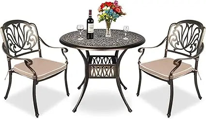 DAFIFY 3 Piece All Weather Cast Aluminum Outdoor Patio Dining Set