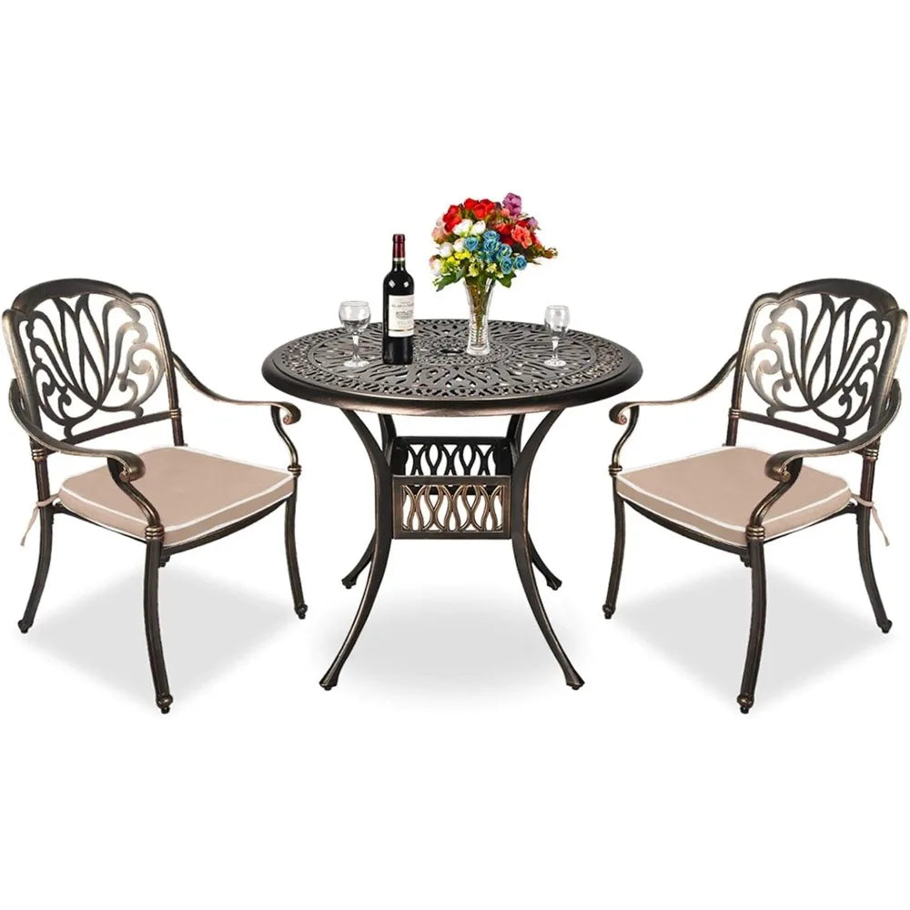 DAFIFY 3 Piece All Weather Cast Aluminum Outdoor Patio Dining Set
