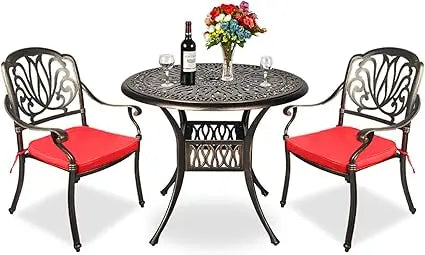 DAFIFY 3 Piece All Weather Cast Aluminum Outdoor Patio Dining Set