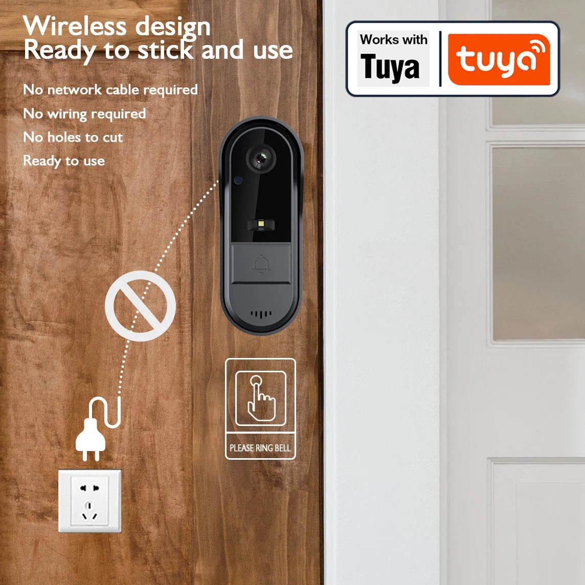 XBIBI Tuya WiFi Doorbell 1080P HD Waterproof 2-Way Audio