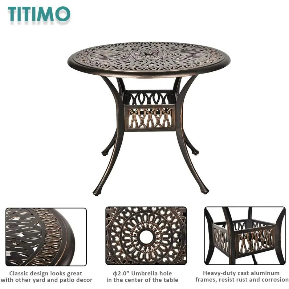 DAFIFY 3 Piece All Weather Cast Aluminum Outdoor Patio Dining Set